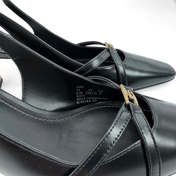 Coach Rowyn Slingback Pumps in Black Leather - Size 6.5 - Picture 11 of 14